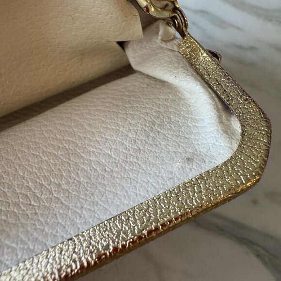 VINTAGE 2 LAYER DIVIDER DOUBLE LAYER GOLD COLORED COIN PURSE EMBROIDER - Picture 11 of 16